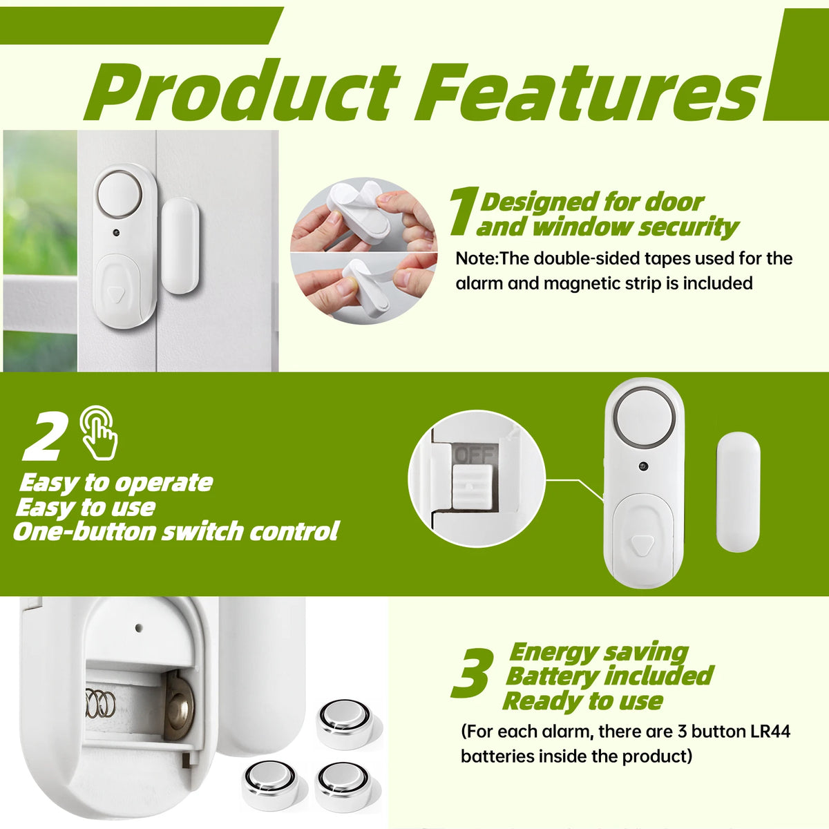 KERUI Door Window Magnets Sensor Detector with Battery 100dB Door Sensor Wireless Security Alarm for Home Working Independently