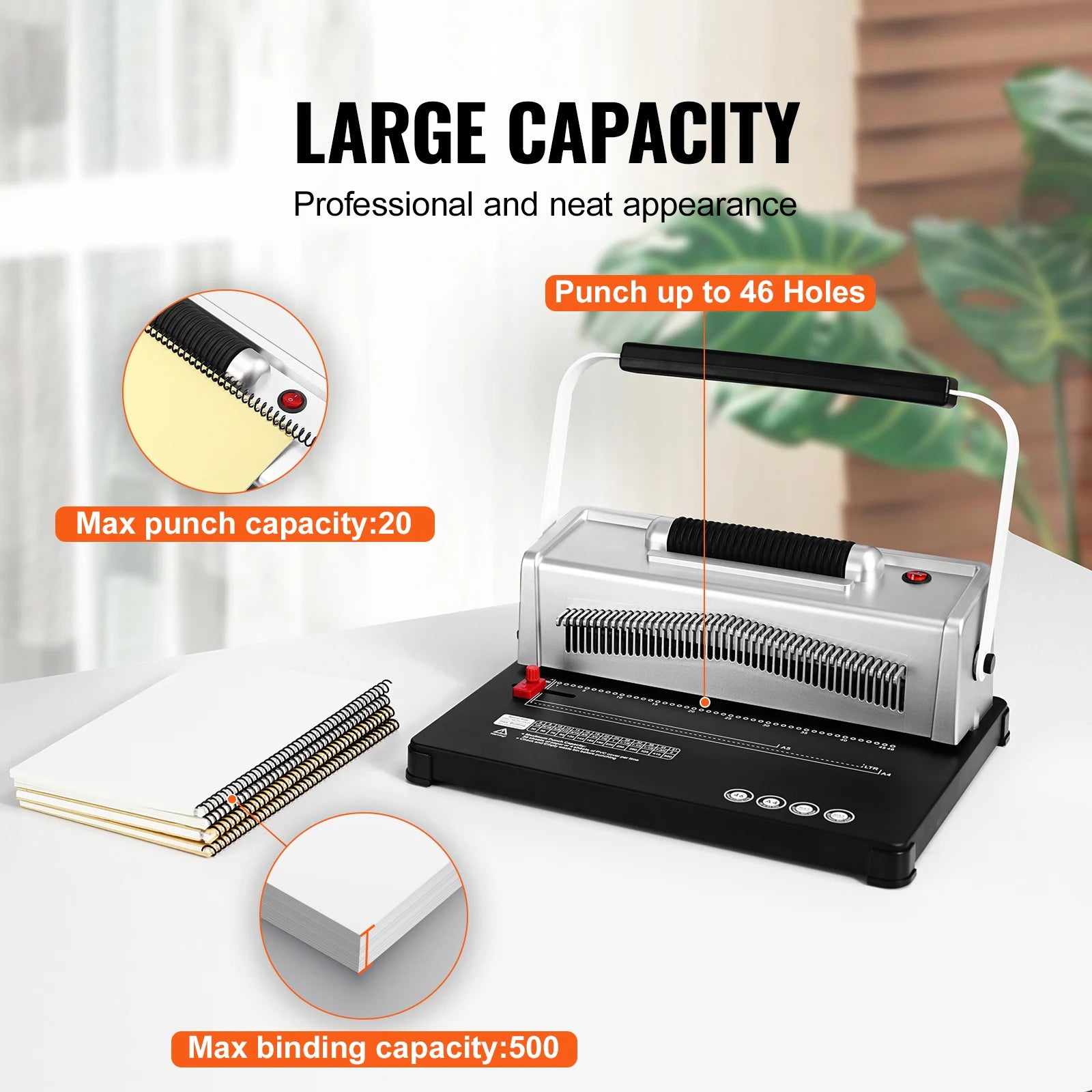 Coil Spiral Binding Machine with Adjustable Spine for 500 Sheets