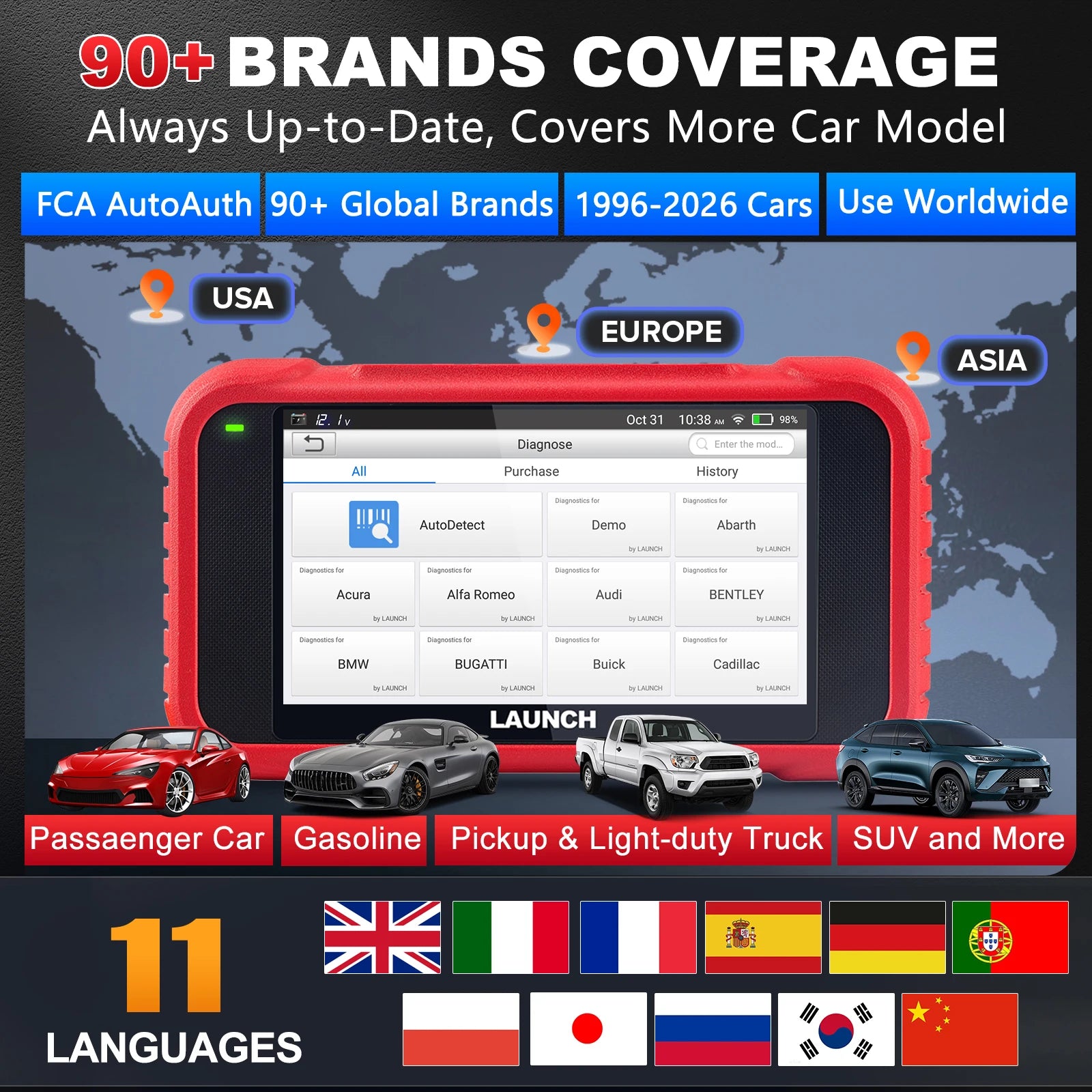 LAUNCH X431 CRP129E V2.0 OBD2 Diagnostic Scanner with 12 Resets