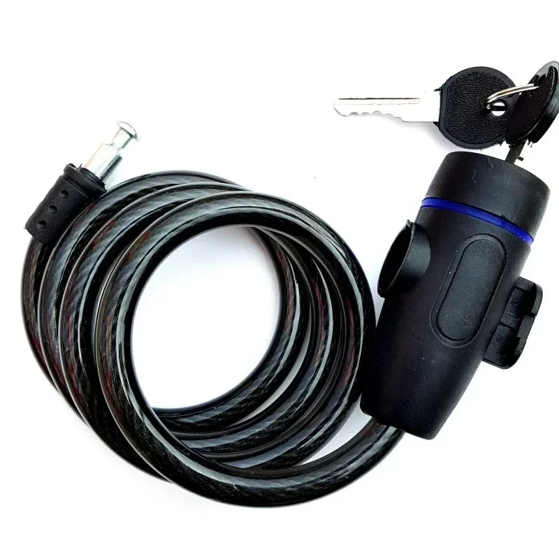 Coiled Bicycle Cable Lock with Two Keys