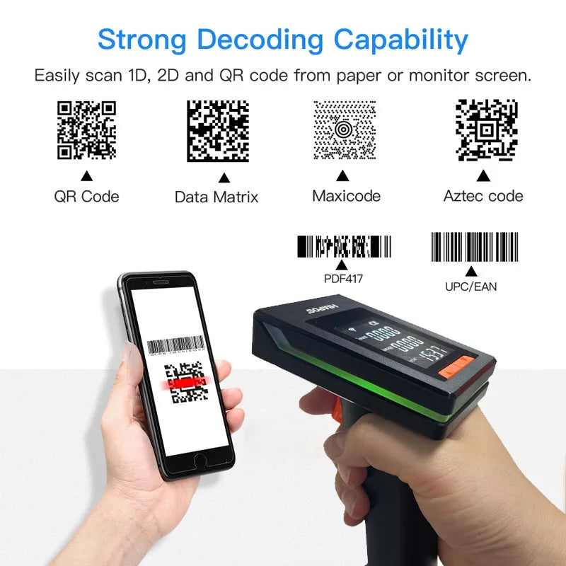 Handheld 1D and 2D Barcode Scanner with Display