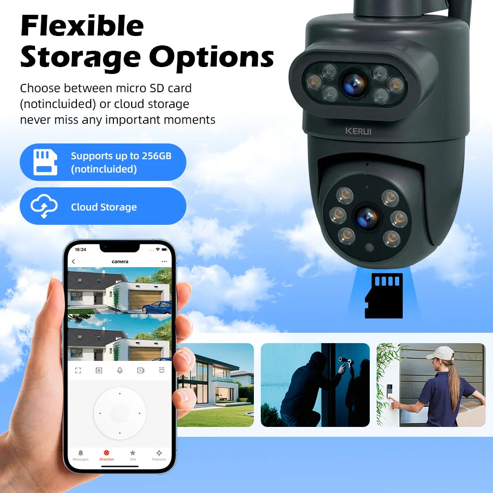5K 10MP WiFi PTZ Outdoor Dual Lens Security Camera