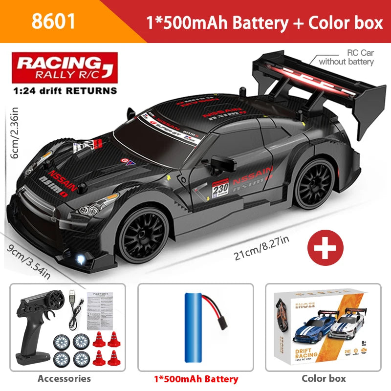 1:24 High Speed RC Drift Vehicle Cars Mustang 4WD Remote Control Racing Car Gift Competition Race Car Boys Toy Replaceable Tire