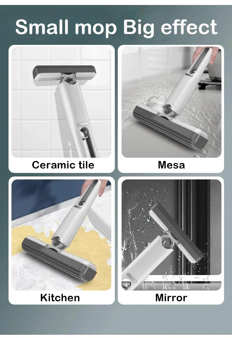 Powerful Squeeze Mini Mop Folding Home Cleaning Mops With Sponge Self-squeezing Floor Washing Mops Desk Window Car Clean Tools