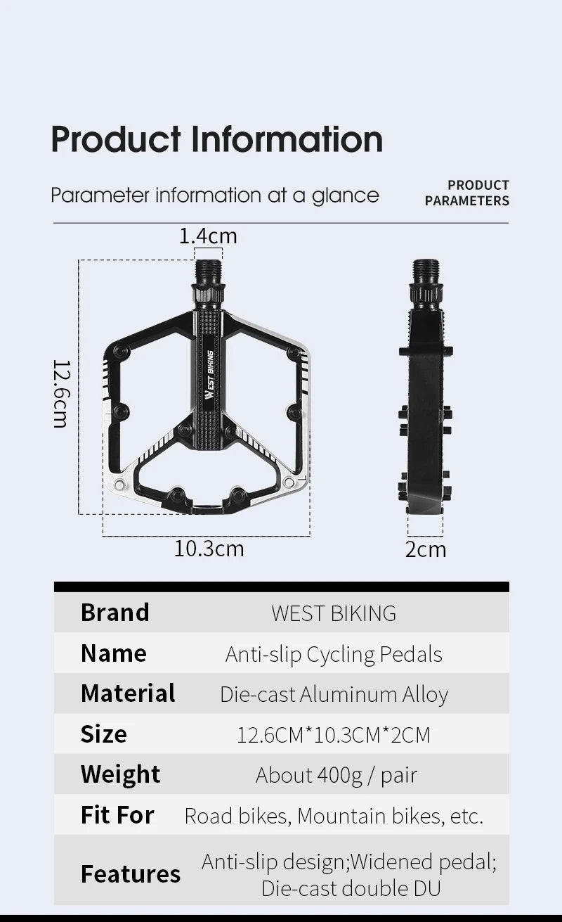 WEST BIKING Aluminium Platform Pedalen — Set