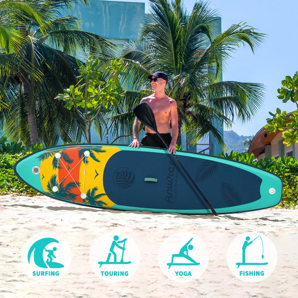 FunWater Inflatable Stand Up Paddle Board Paddling Board Surfboard Surf Sup Board 320-385CM Non-Slip Water Sport Paddle Board