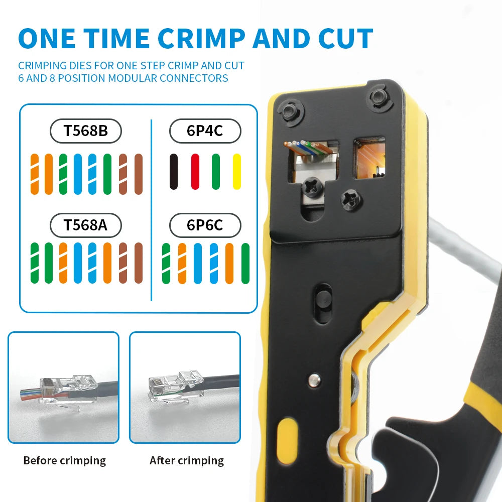 Pass-Through RJ45 Crimping Tool for Ethernet Cables