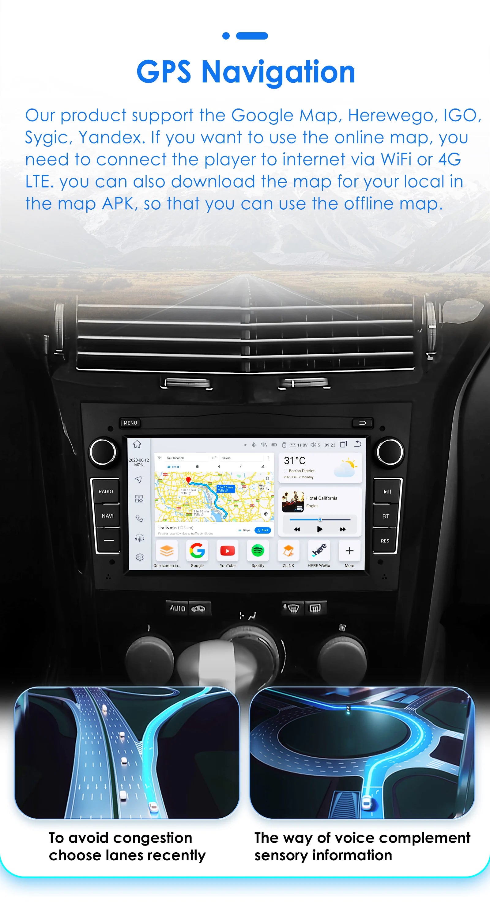 HIZPO 7-Inch Android Car Radio with CarPlay for Opel
