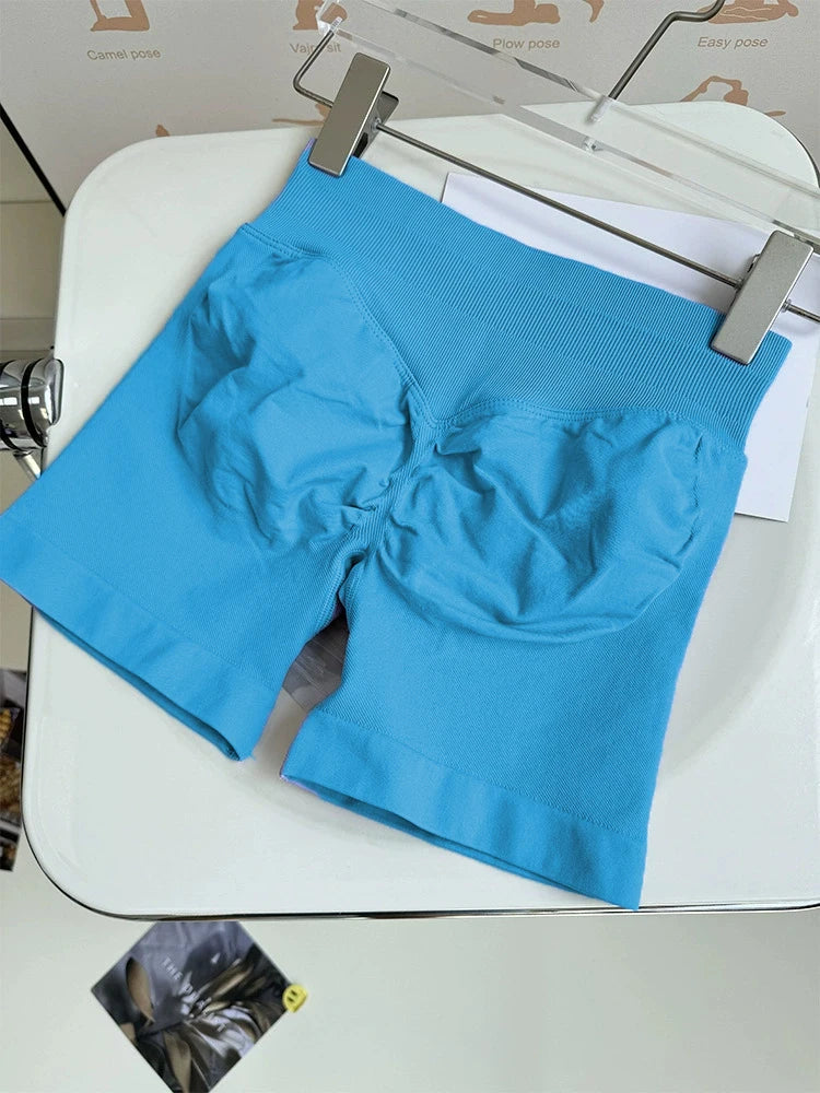 Seamless Shorts Ribbed Yoga Shorts Women Flex Scrunch Bum Gym Shorts Booty Running Short Butt Lifting Workout Pants