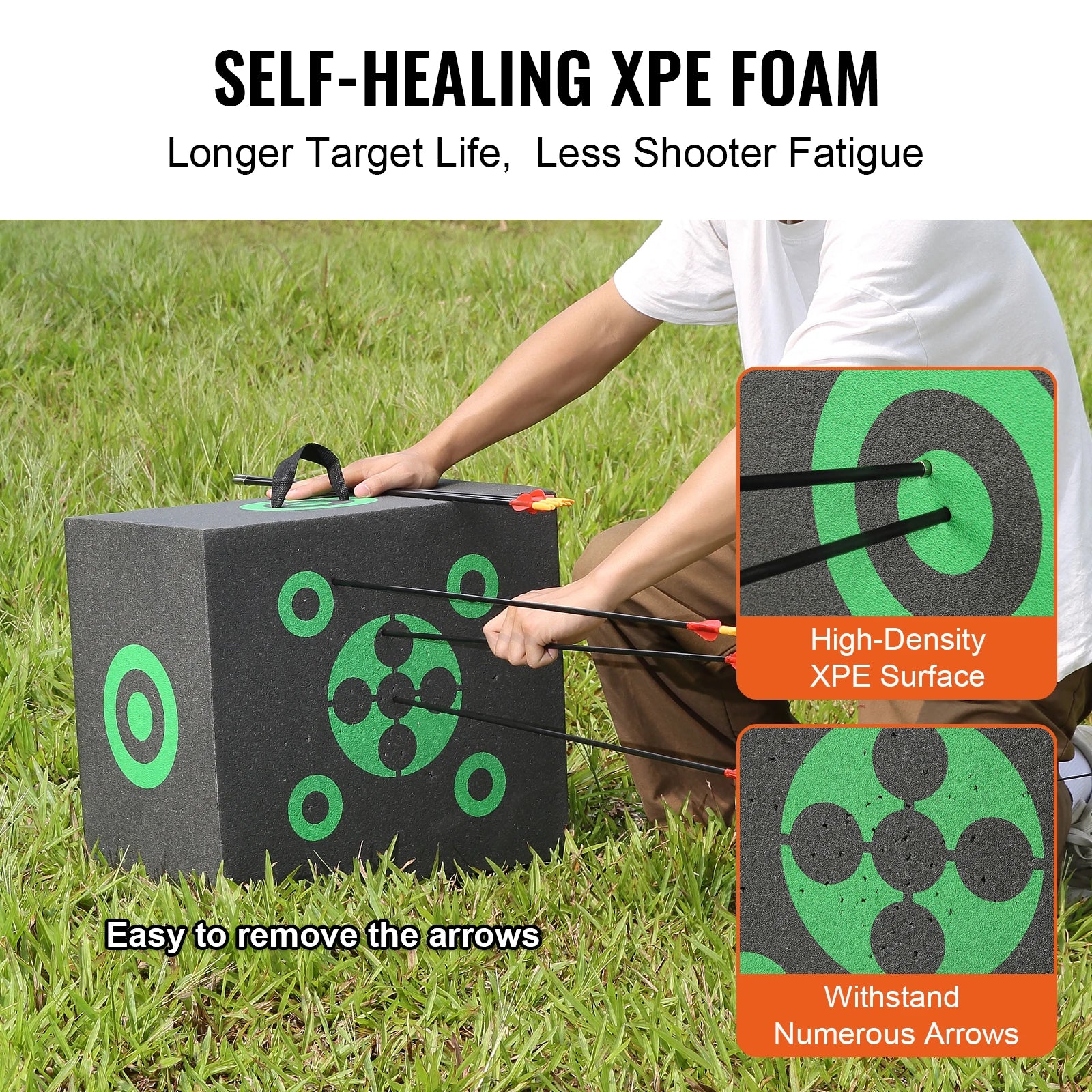 SucceBuy All-side Shotting Outdoor Portable Archery Target with Carry Handle Easy Arrow Removal Visibility Easy to Transport