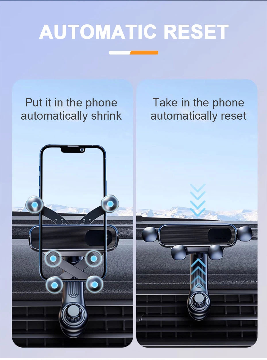 SEAMETAL Gravity Car Phone Holder Air Vent Telescopic Car Phone Mount 360-Degree Air Outlet Smartphone Support for 4.7-7 inch