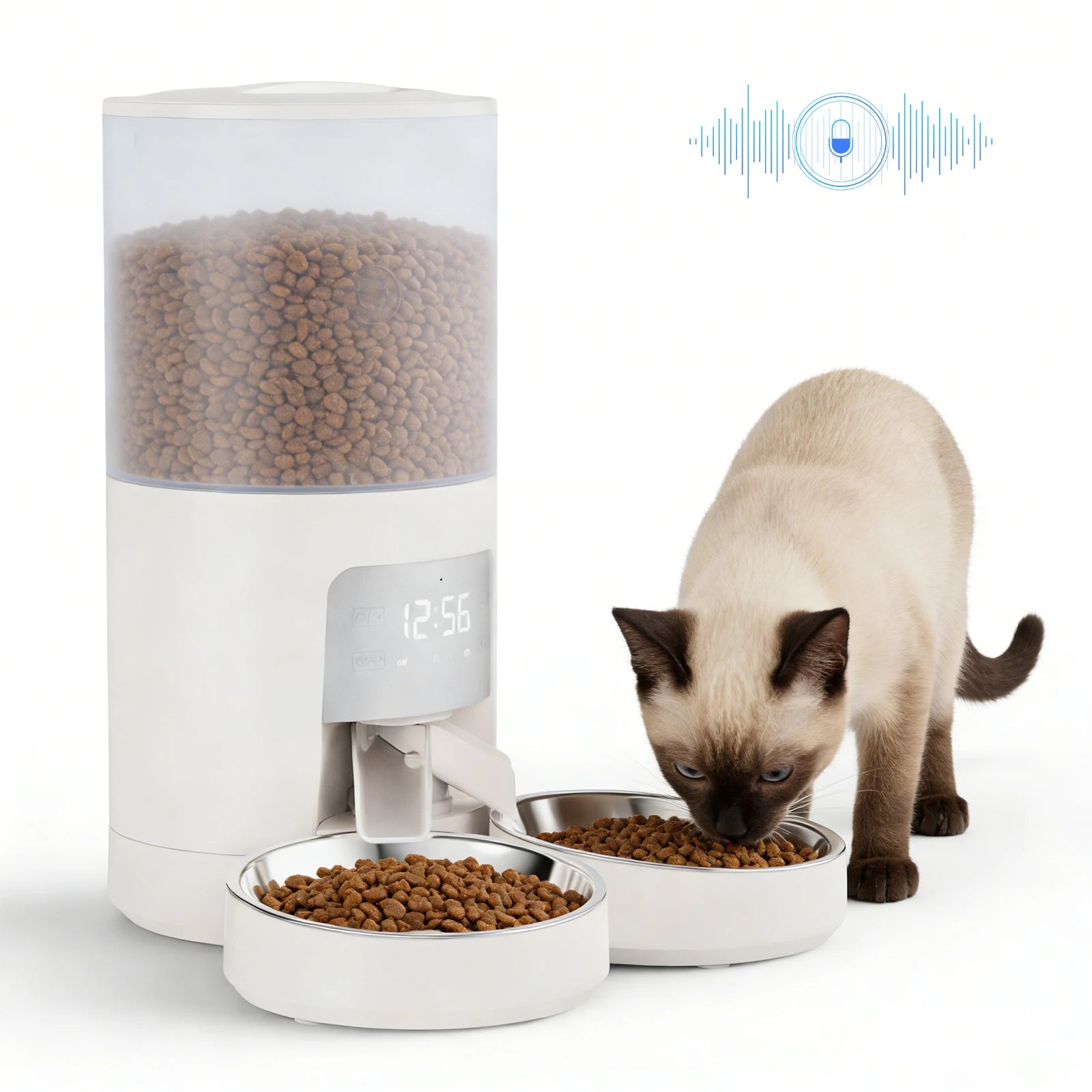 6L Automatic Cat Feeder with App Control, Dual Bowls & Timer