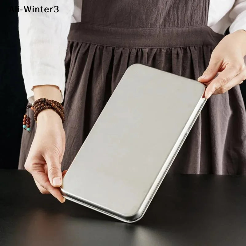 Rectangular Stainless Steel Serving Tray for Buffet and Home
