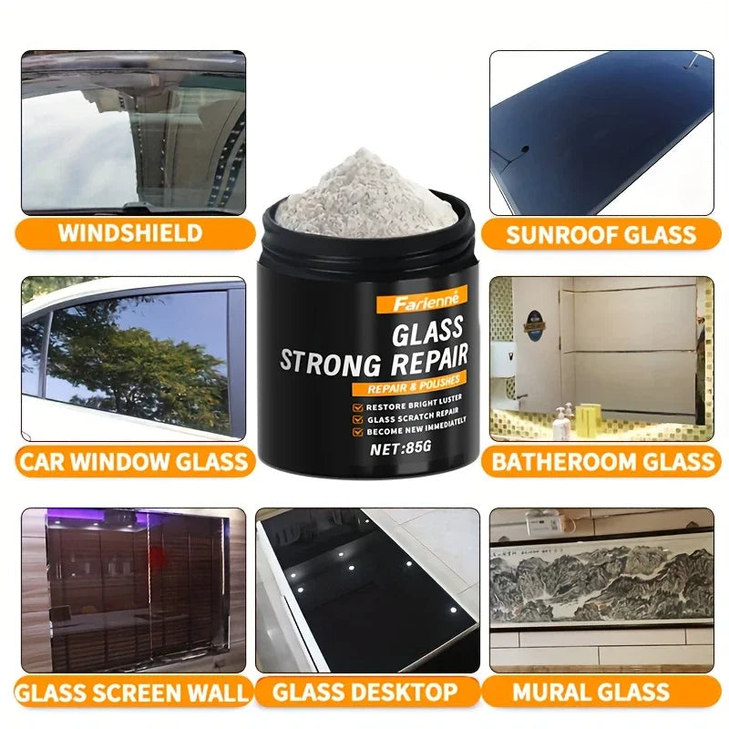 Pó de polimento de vidro Super|Restaurar claridade do vidro|Polimento para brilho|Pó de reparação de riscos no vidro|Reparo de riscos a nanoscale