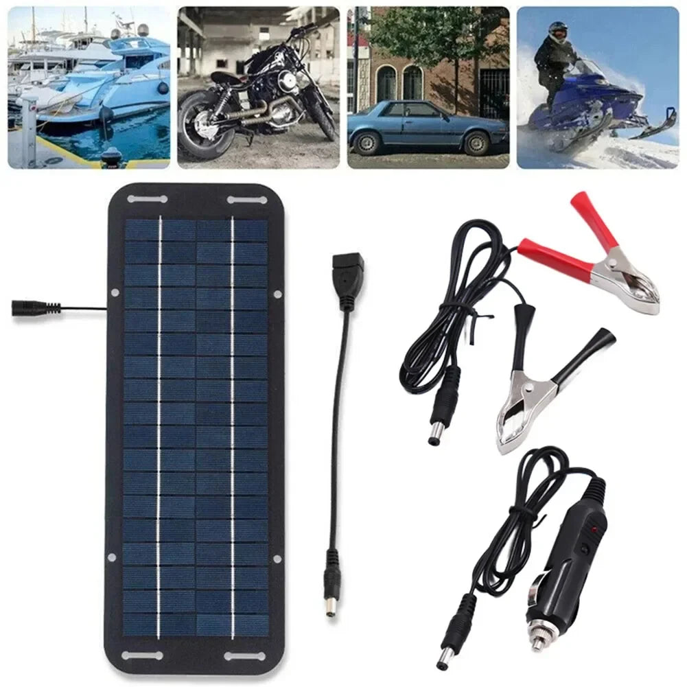 Cargador de panel solar monocristalino para batería, cargador de goteo/auxiliar de 12V, panel solar, controlador solar, cargador para coche, furgoneta, barco, kit