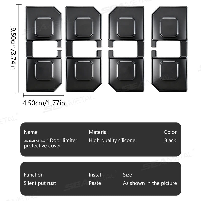 SEAMETAL 4Pcs Car Door Buffer Cushion Waterproof Self-Adhesive Silicone Shockproof Cushion Universal Car Door Shock Absorber