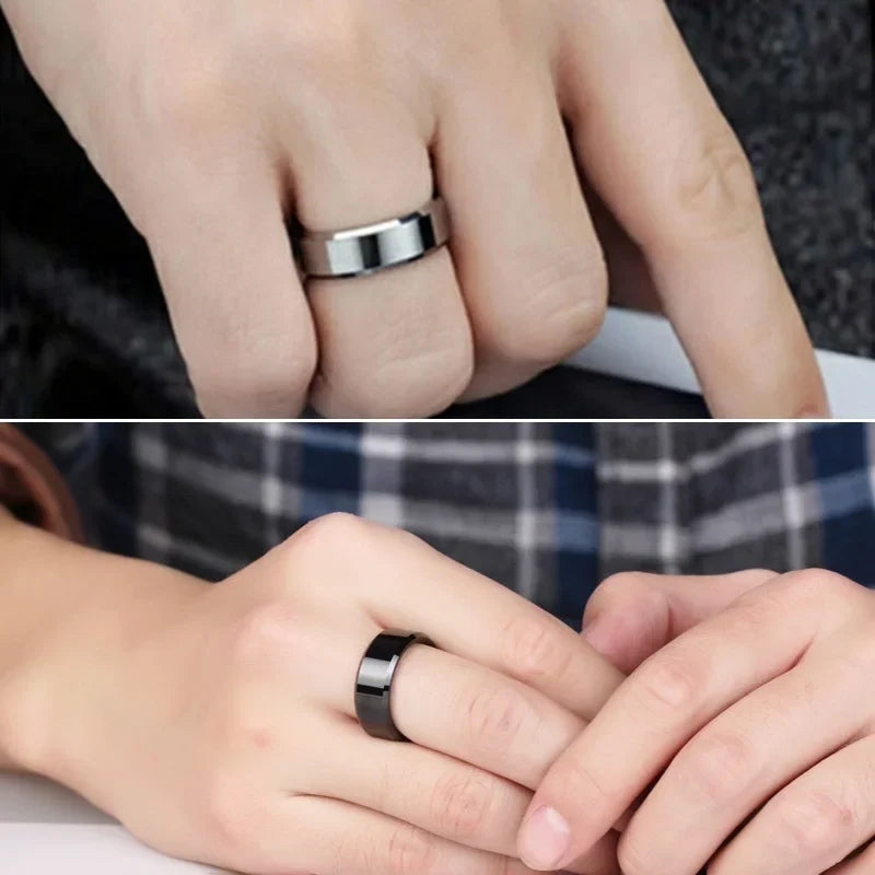 Stainless Steel Rings for Men, Colors: Black Golden Silvery Color, US Sizes 6-13, Men's Simple Band Rings