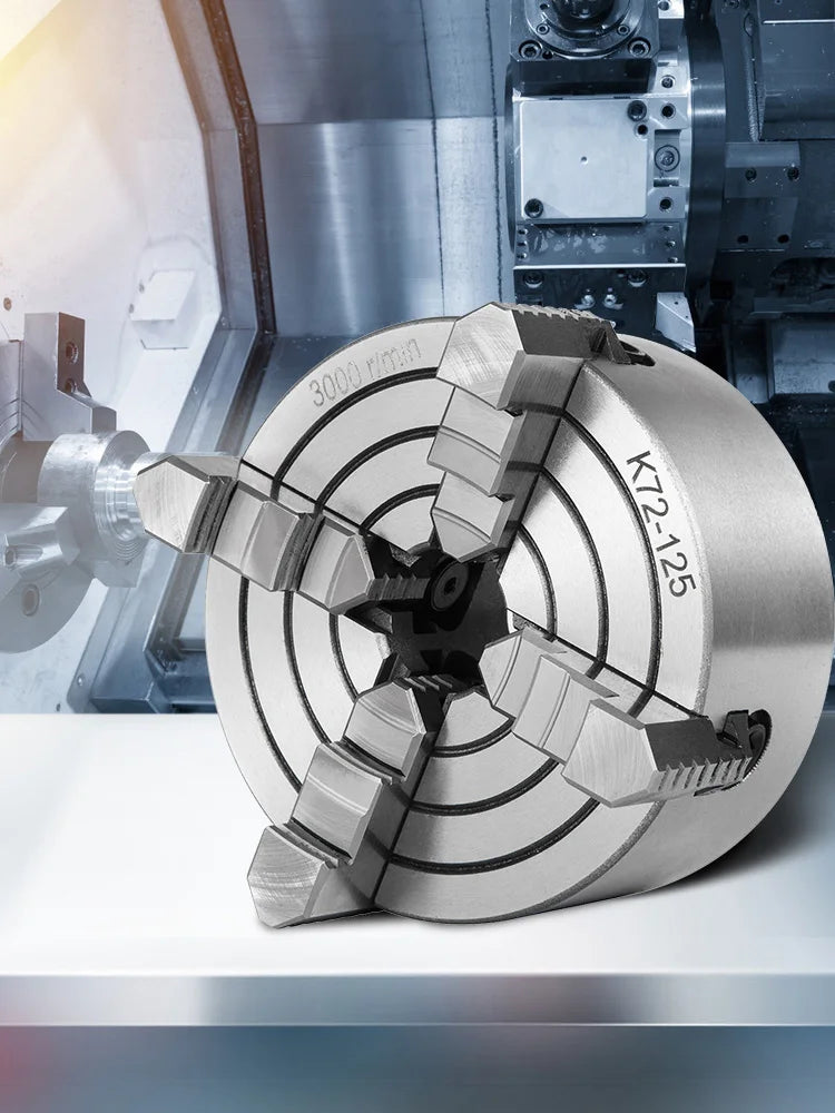 SucceBuy K72-125 Lathe Chuck 5 Inch 4-Jaw Independent Reversible Jaw Metal Lathe Chuck Turning Machine Accessories, Lathes Use