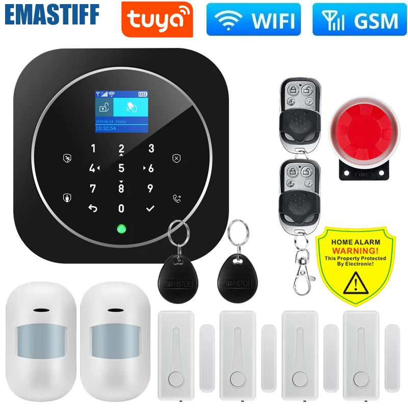 NEW Tuya WIFI W9B Alarm System for Home Burglar Security 433MHz WiFi GSM Alarm Wireless Tuya Smart House App Control