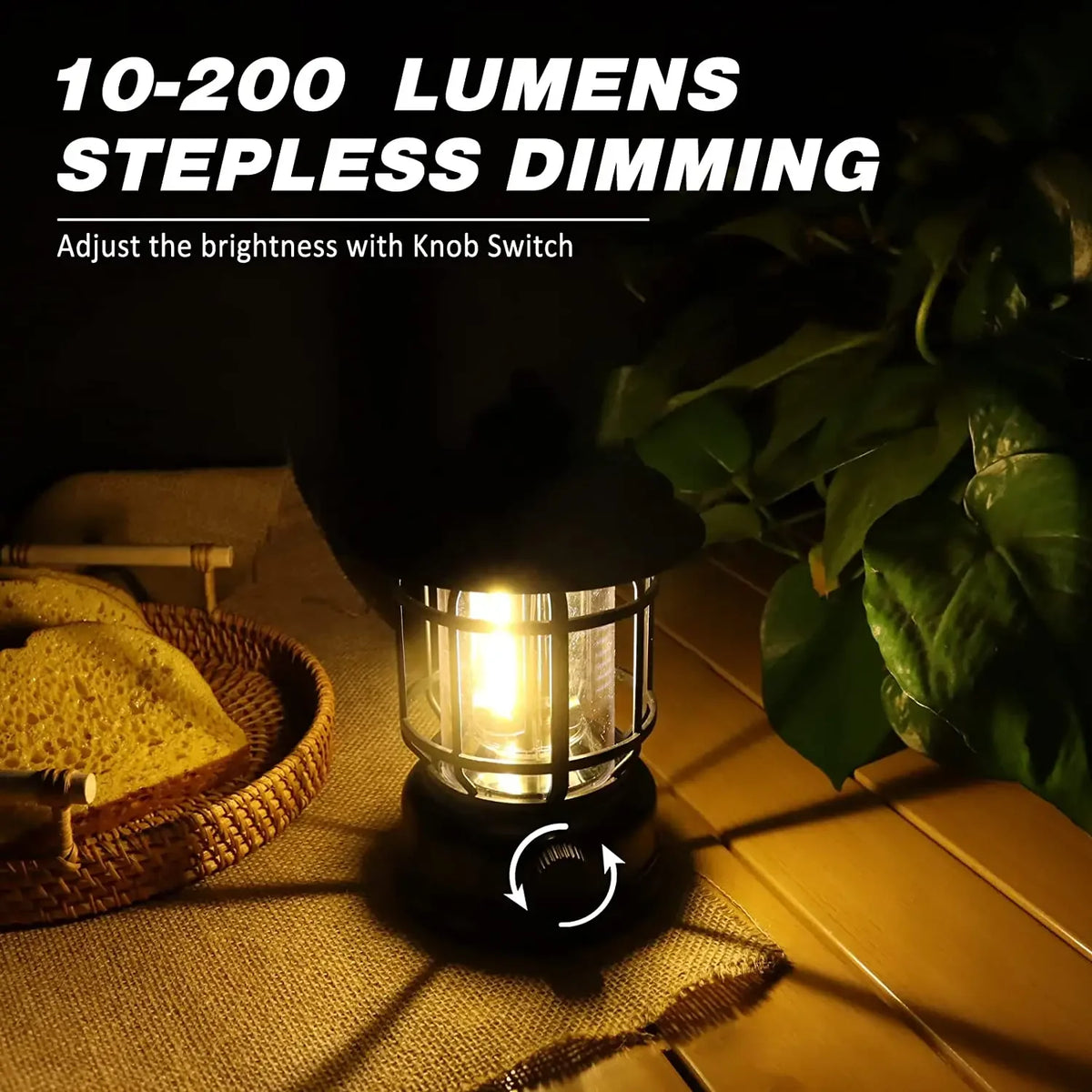 Lanterne de camping rechargeable à lumière chaude blanche