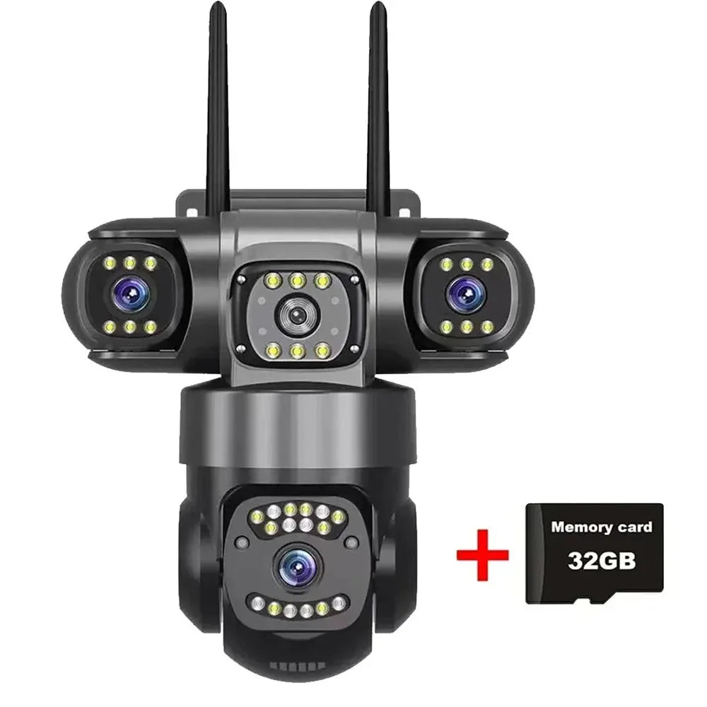 12MP 6K HD Outdoor Surveillance Camera Triple Lens WiFi Waterproof Night Vision
