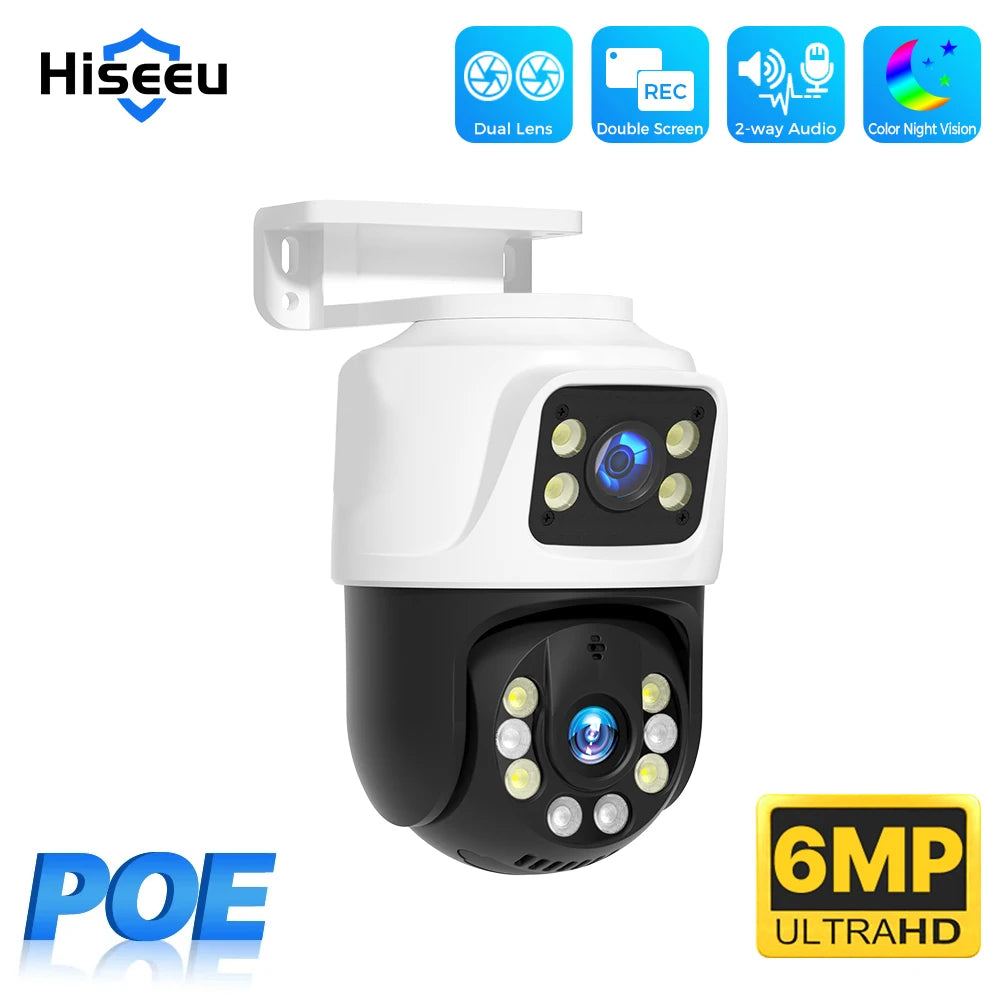 Dual Lens 3MP+3MP POE IP PTZ Security Camera