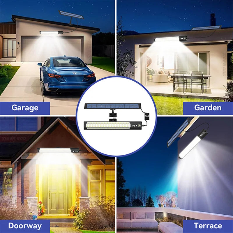 Éclairage solaire à 158 LED avec télécommande