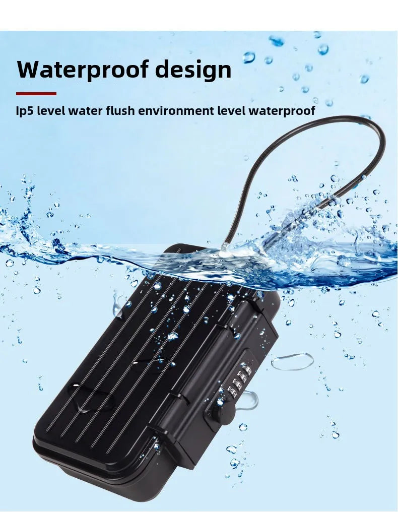 Portable Outdoor Lockbox with Cable & Code for Keys and Valuables