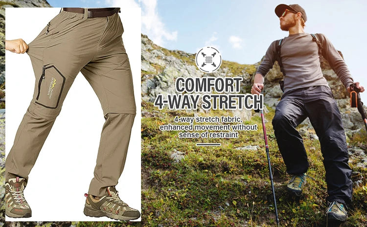 Spring Hiking Tactical Pants Men Waterproof Detachable Fishing Wear Climbing Clothes Quick Dry Anti-UV Trousers