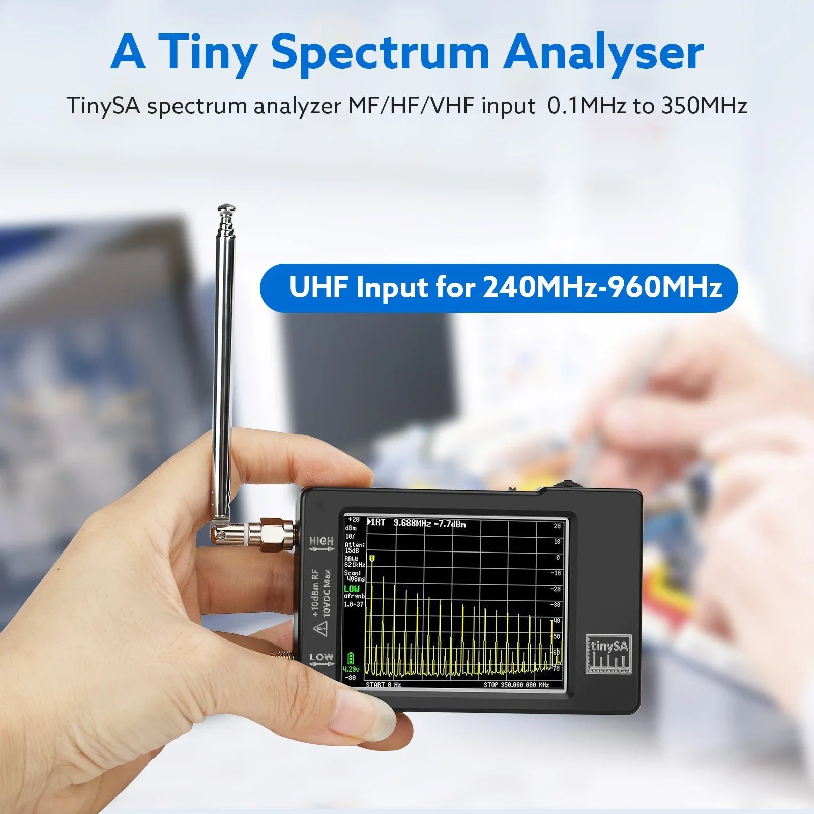 2023 New Handheld 2.8" Display Tiny Spectrum Analyzer TinySA ULTRA 4" Display 100kHz to 5.3GHz with 32GB Card Version V0.4.5.1