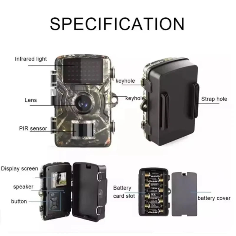 16MP 1080P Hunting Trail Camera with Motion-Activated Night Vision