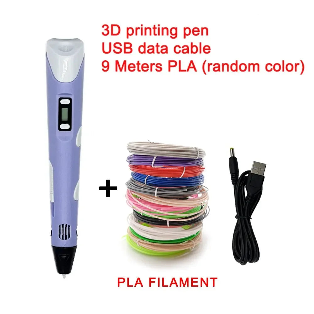 USB 3D Printing Pen with 9M PLA for Creative DIY Art
