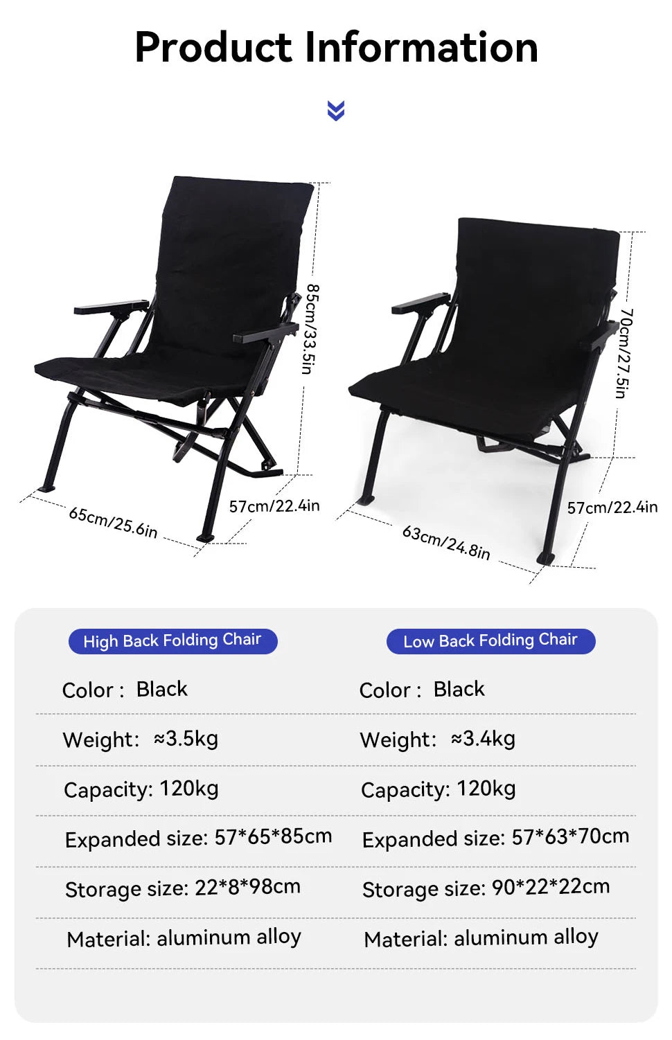 Folding Outdoor Chair with High Back and Handrails