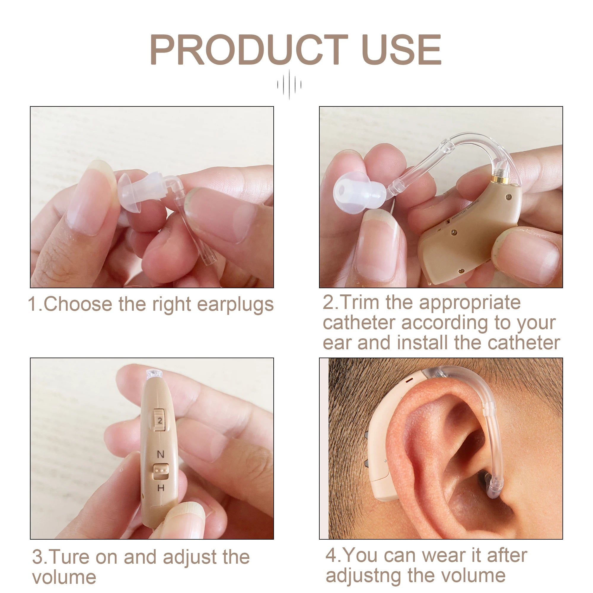 2024 Best Digital Hearing Aid BTE Adjustable Tone Sound Amplifier Portable Deaf Elderly digital Hearing Aids