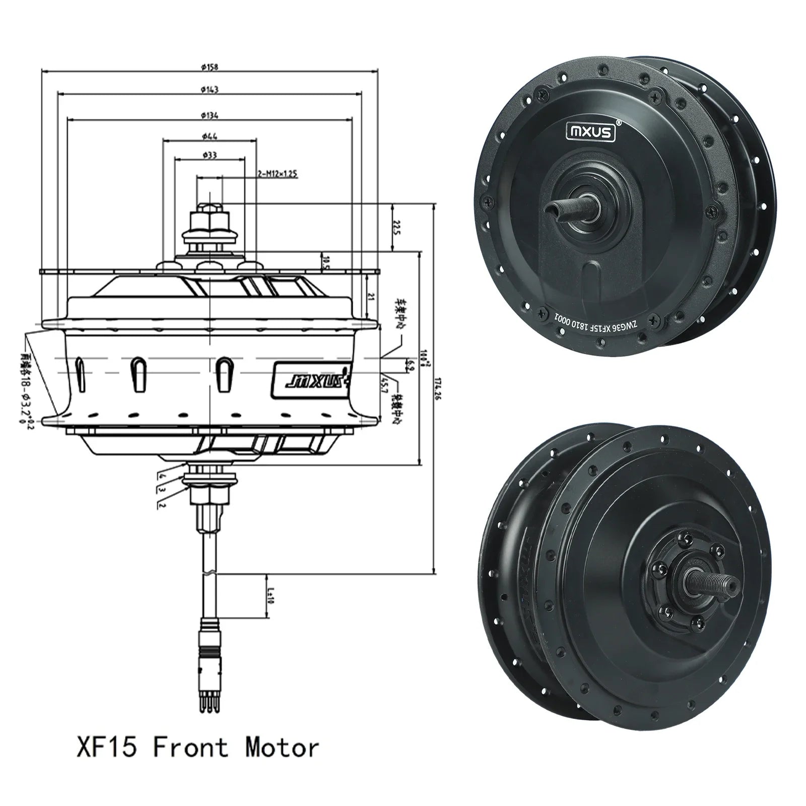 MXUS elektrický bicykel E‑Bike motor bezkefkový prevodový nábojový pohon