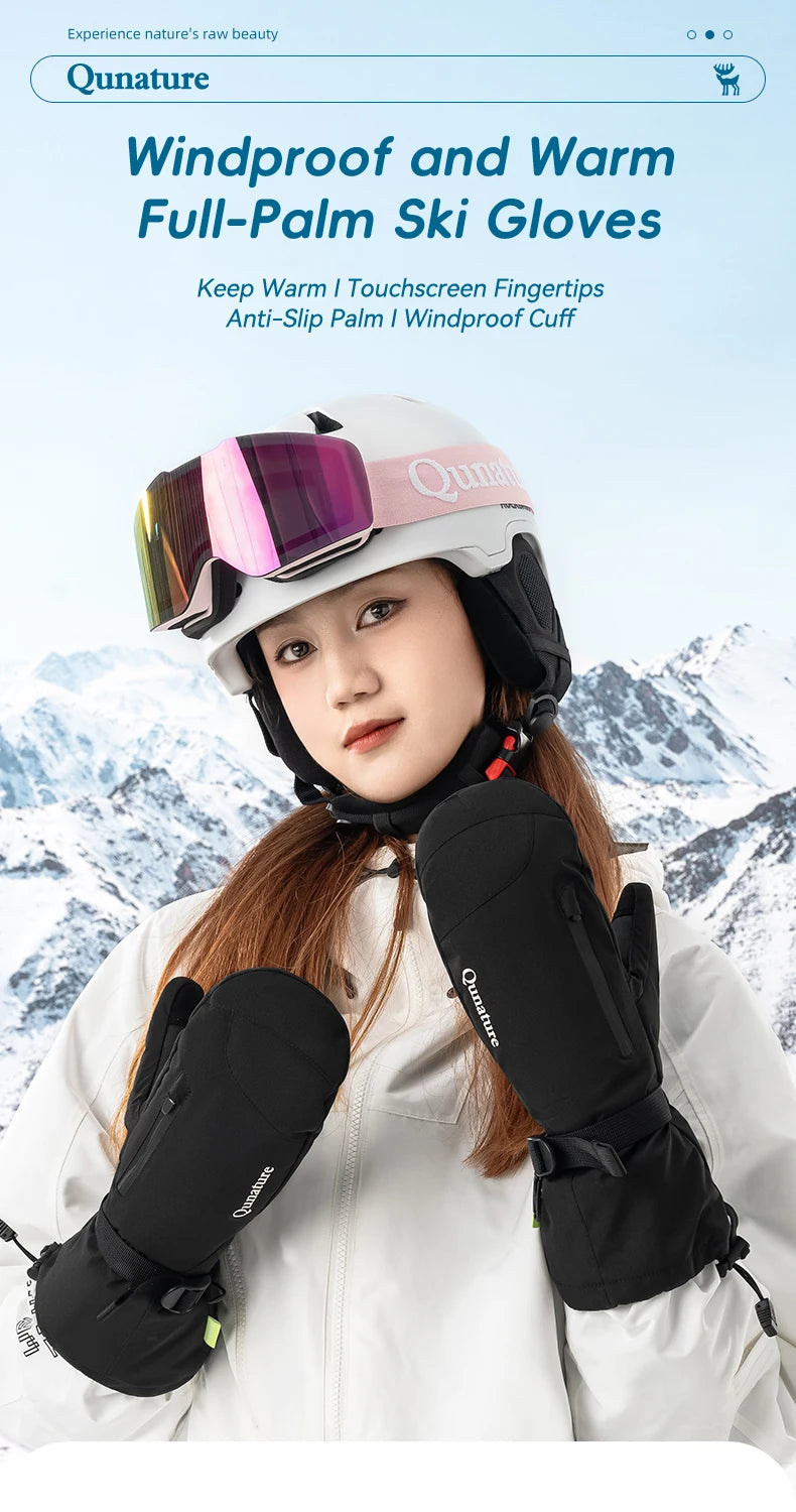 Qunature Ski Gloves with Anti-Slip Palm and Fleece Lining