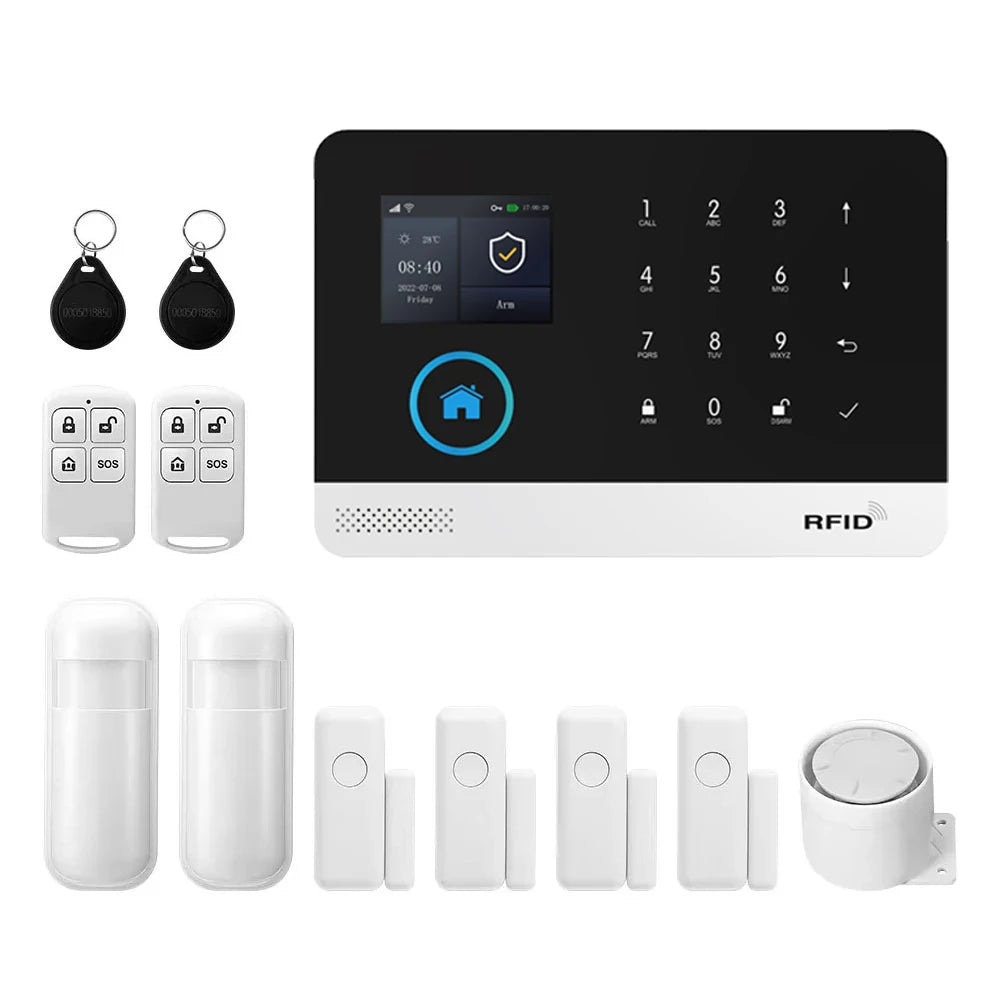 PGST WiFi GSM 2G Tuya Smart Life Home Alarm Security System Kit Alexa Automation Alarm Security Protection Door Motion Detector