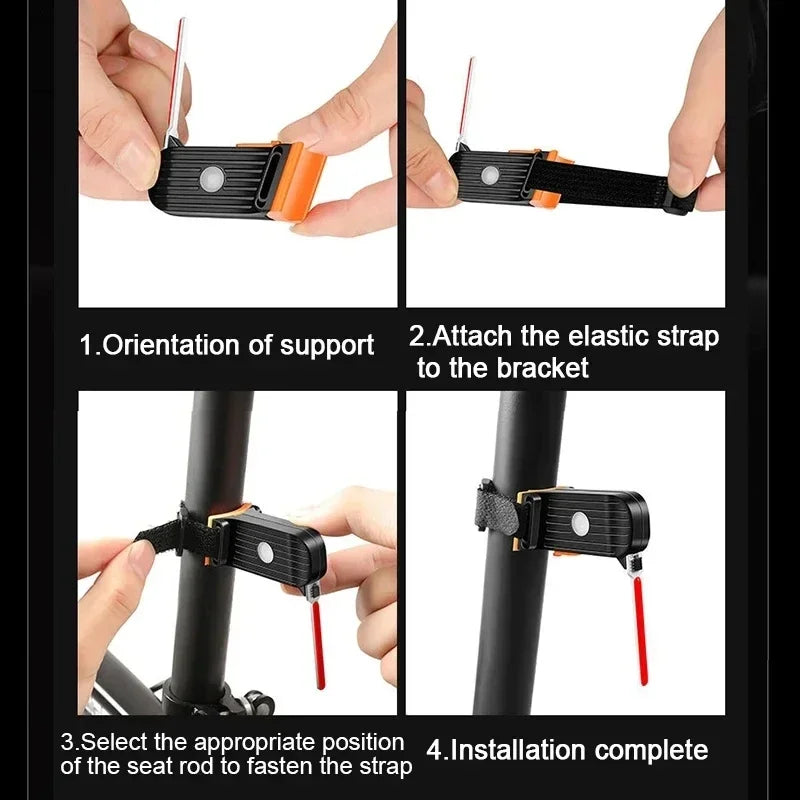 Lumina de bicicletă cu acumulator USB, cu curea
