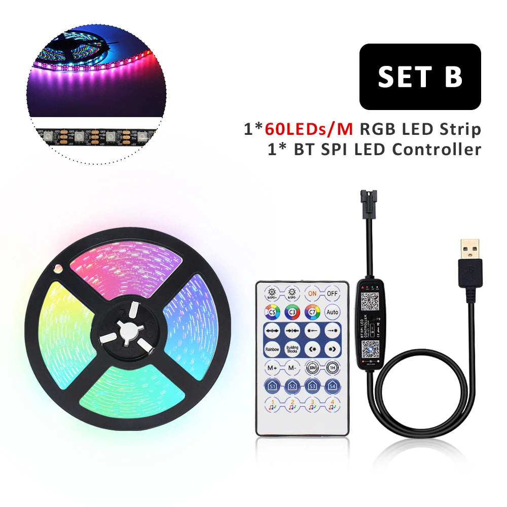 5 V WS2812B Addressable RGB LED Strip with Controller