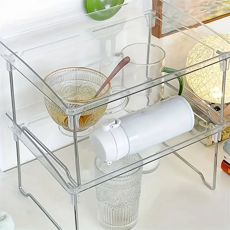 Étagère de rangement transparente à un niveau, pliable