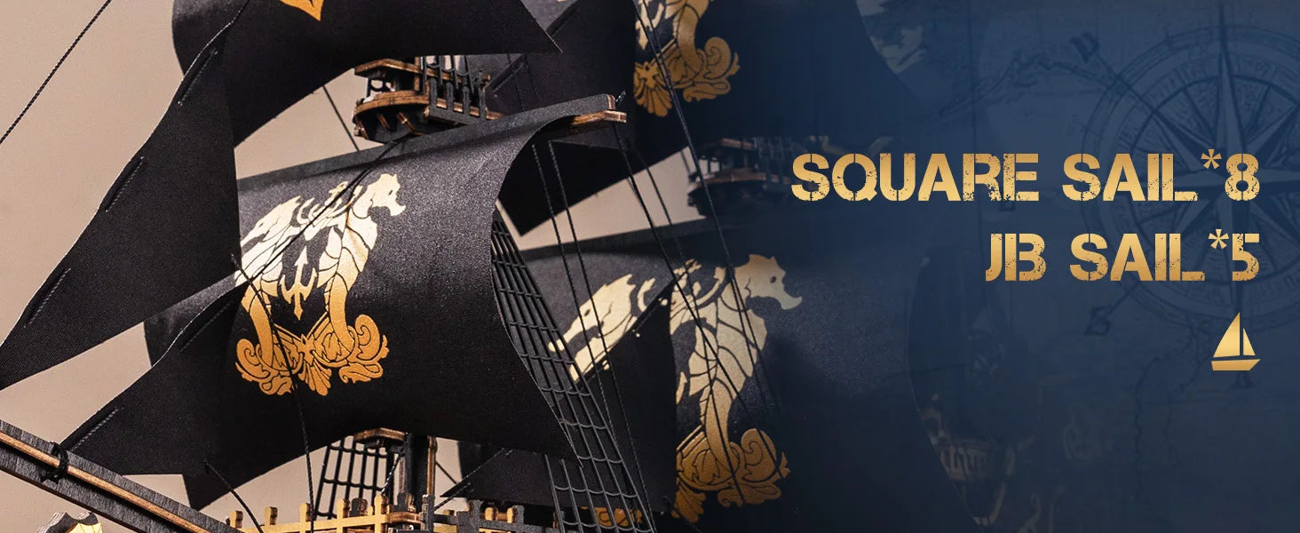 Robotime Rokr Kit Modello Nave in Legno – La Barca Cavalluccio Marino