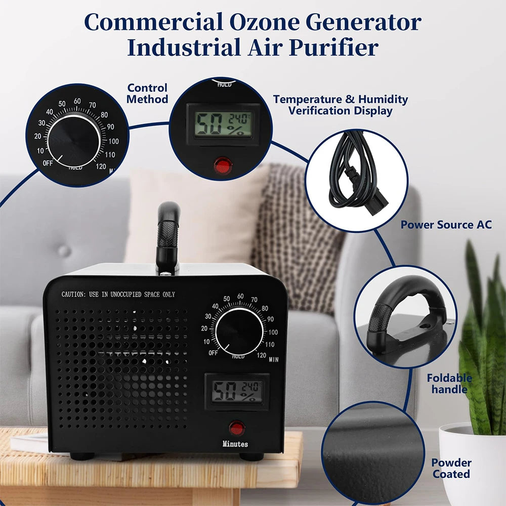 Generator ozonowy 60000 mg/h z wyświetlaczem temperatury i wilgotności