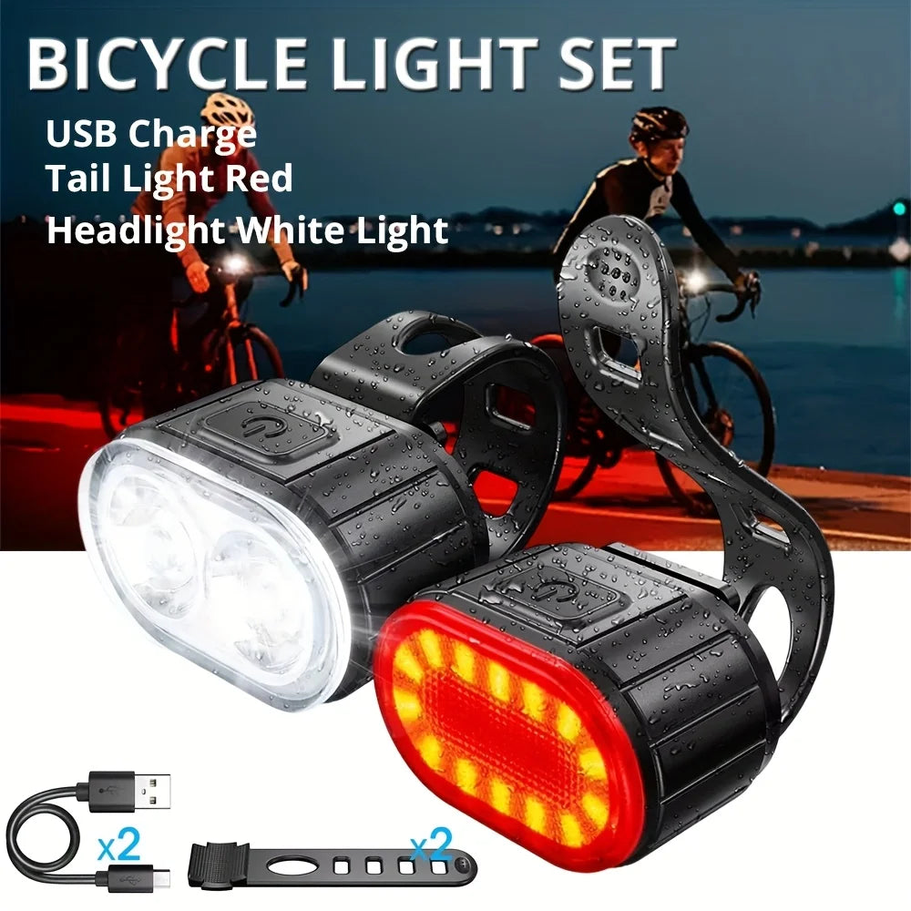 USB Rechargeable Front and Rear Bicycle Lights