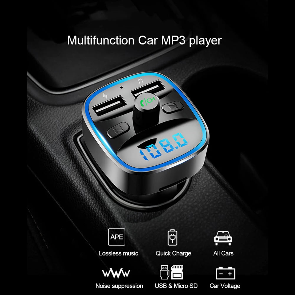 Car Bluetooth 5.0 FM Transmitter with Dual USB Charging