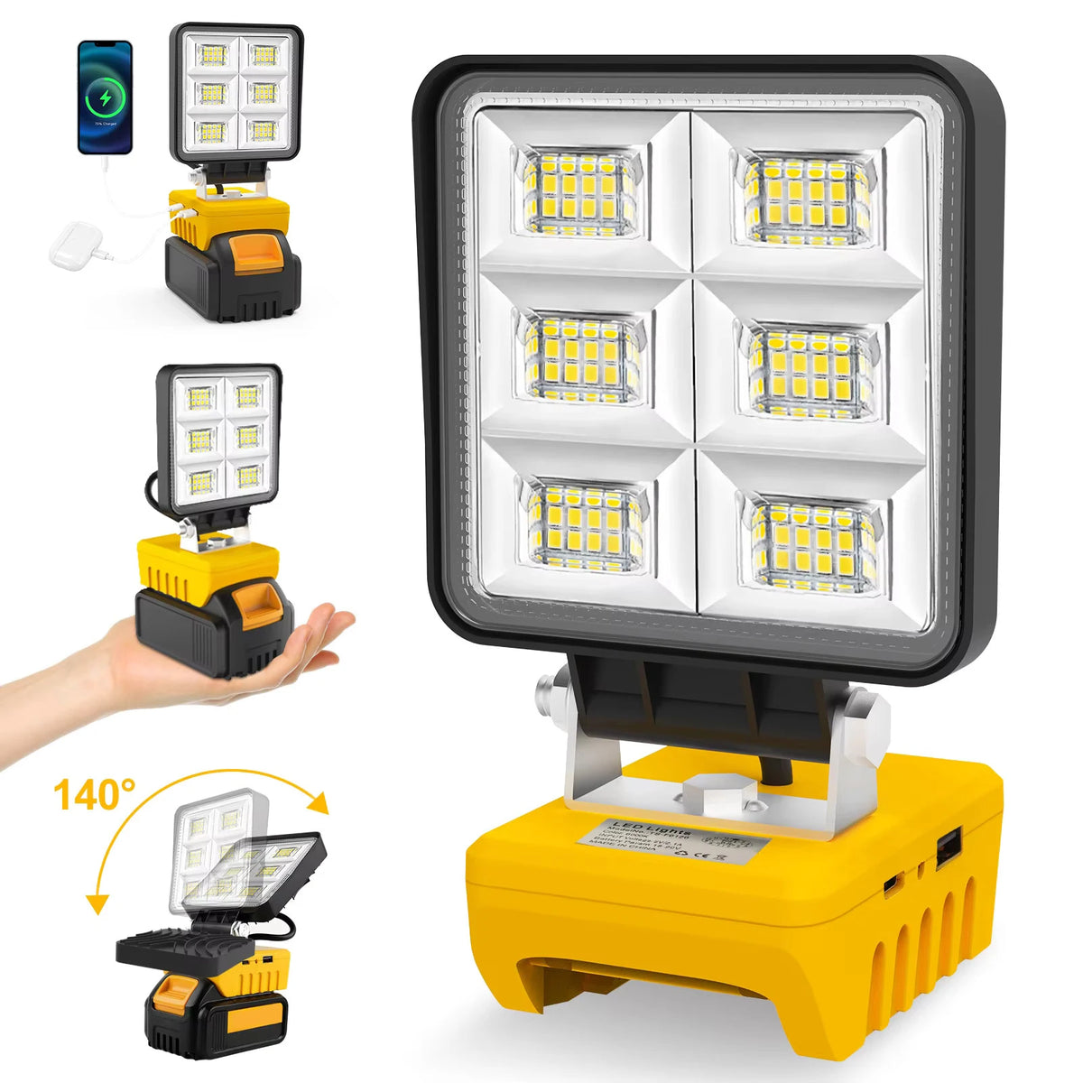 Luz de trabajo LED inalámbrica de 48 W - Batería no incluida