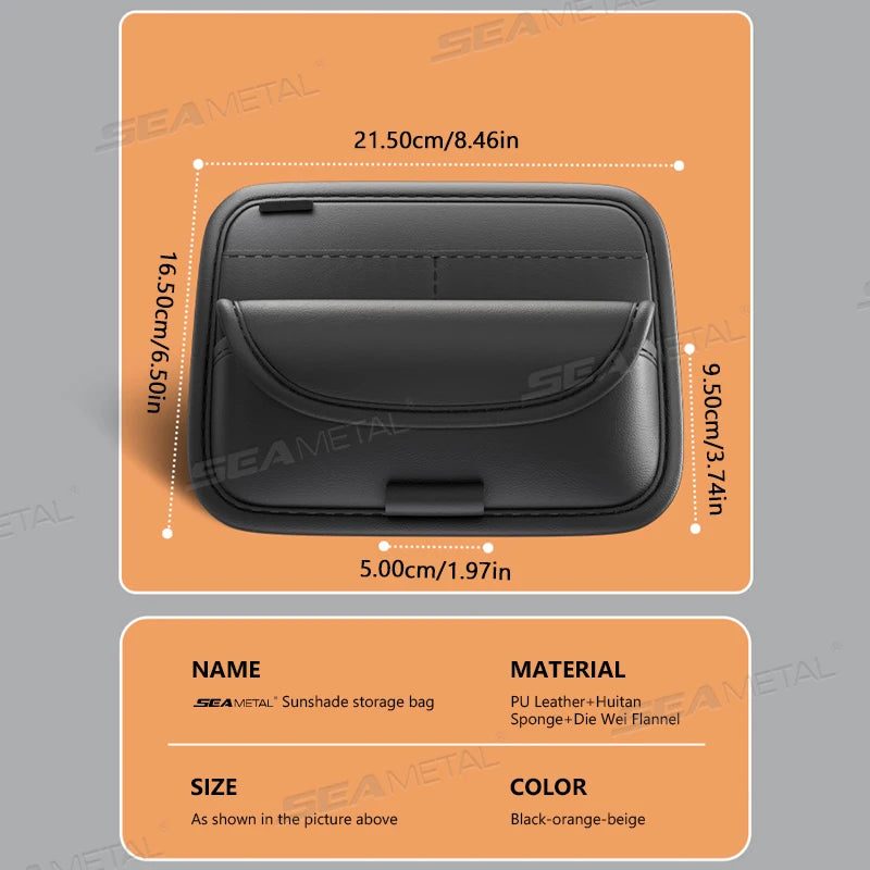 SEAMETAL Luxury Sun Visor Glasses Holder Textured Car Visor Storage Bag Scratch-Free Flannel Inner Sunglasses Case Car Organizer