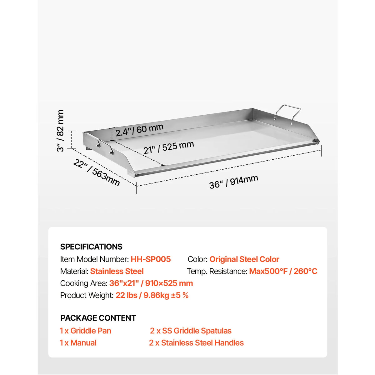 Rectangular Grill-Top Griddle Plate – Size Options