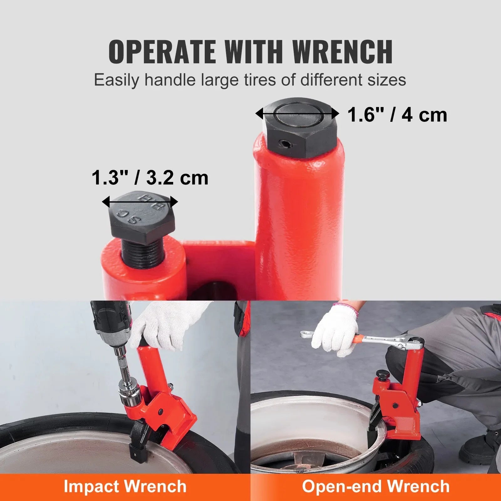 Quebrador Manual de Borda de Pneu para Pneus de 38 a 42 Polegadas com Proteção de Cubo