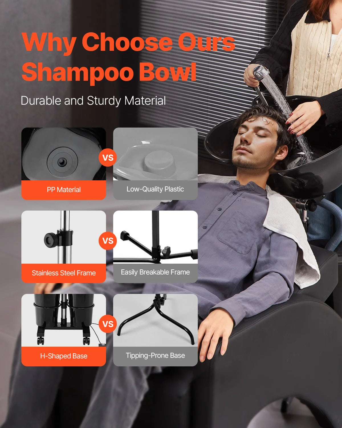 Portable Shampoo Bowl with Electric Pump Adjustable Salon Sink