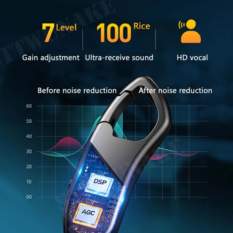 Mini Voice Activated Recorder Digital Audio Recording Keychain Device Wearable Sound Professional Micro Dictaphone STTWUNAKE